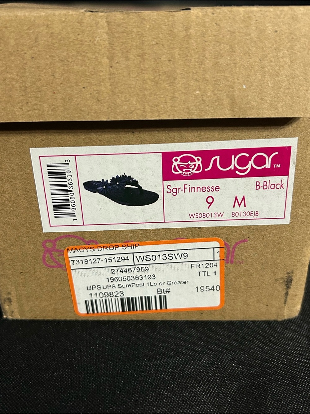 Sugar Finesse Women’s Black Daisy Floral Thong Sandals SZ 9 BNIB - Picture 14 of 14